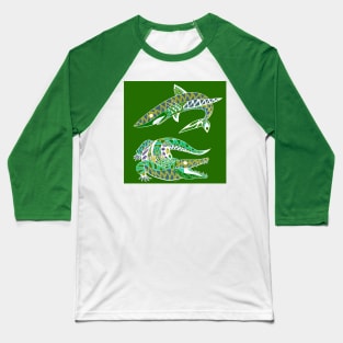 the shark and the alligator in swamp pattern fight Baseball T-Shirt